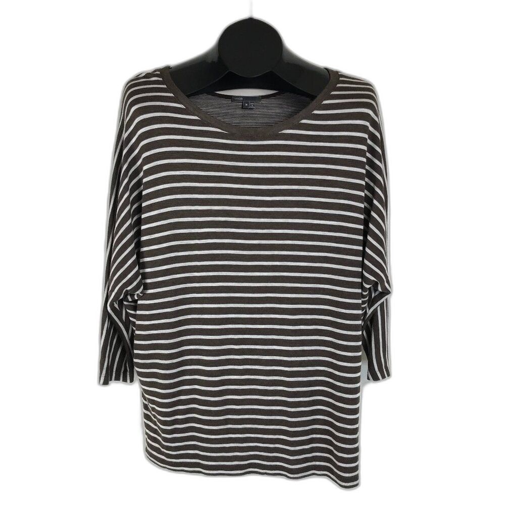 Vince. 3/4-Sleeve Striped Dolman Top Women's Size Medium Stretch Knit Casual